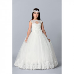 Robe enfant longue couleur ivoire mariage