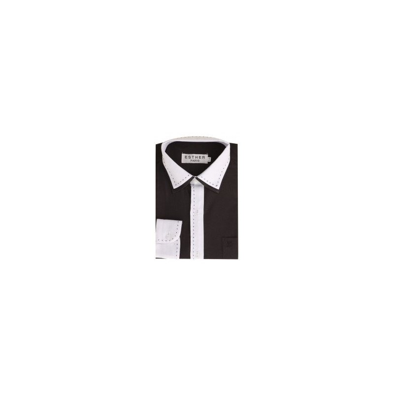 Chemise enfant ceremonie mariage noir et blanc