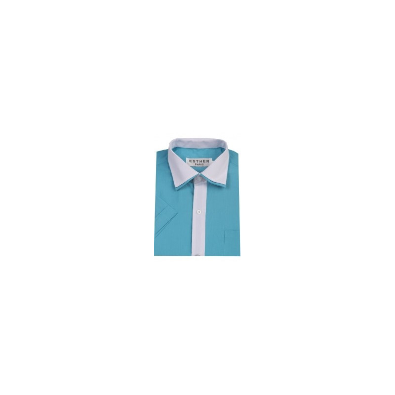 Chemise enfant ceremonie mariage bleu ciel et blanc