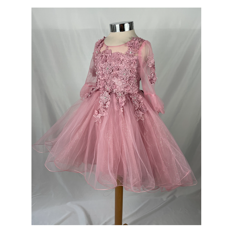 Robe enfant a manches SARAH rose