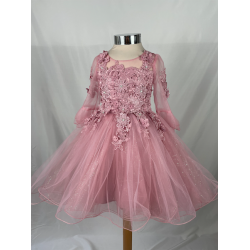 Robe enfant a manches SARAH rose