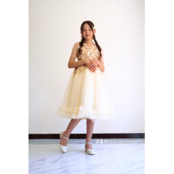 Robe Fille Beige Et Doré Ambre De 2 A 14 Ans